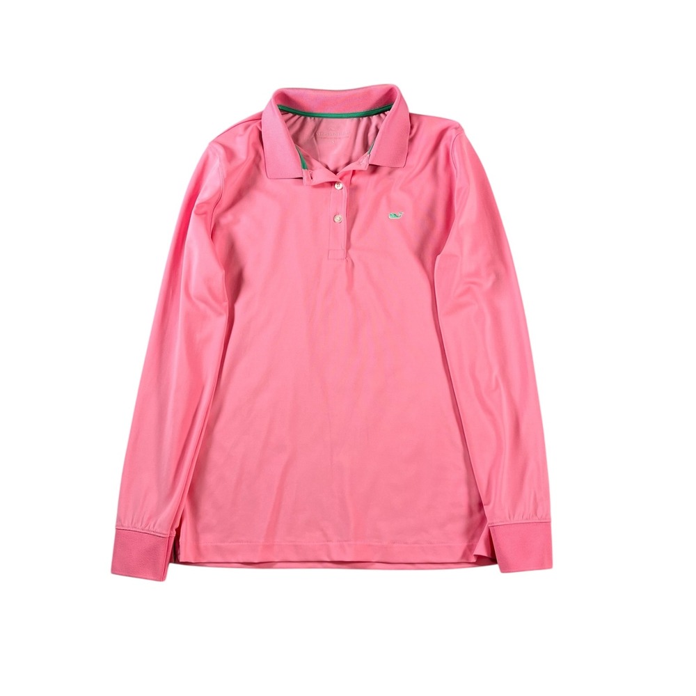 Vineyard Vines Womens Pink Long Sleeve Performance Polo Shirt 2K0392 Size Small